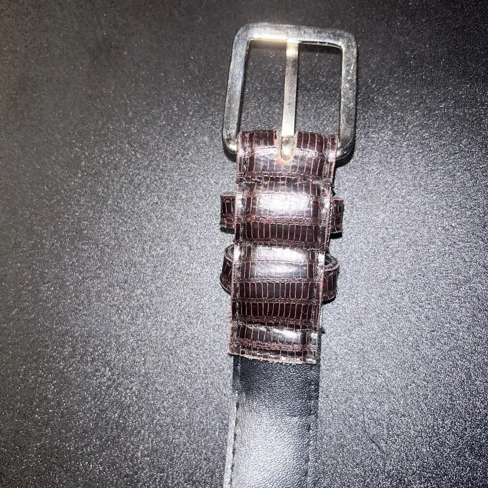 Brown Textured Faux Leather Gold-Tone Hardware Adjustable Belt Women's 37